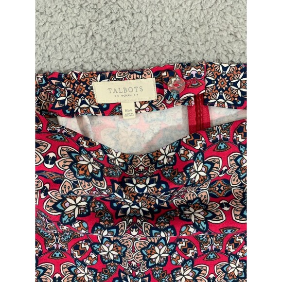 Talbots A-Line Skirt Women's Size 16W Pink Floral Stretch Regular Fit Front Zip - Picture 2 of 8